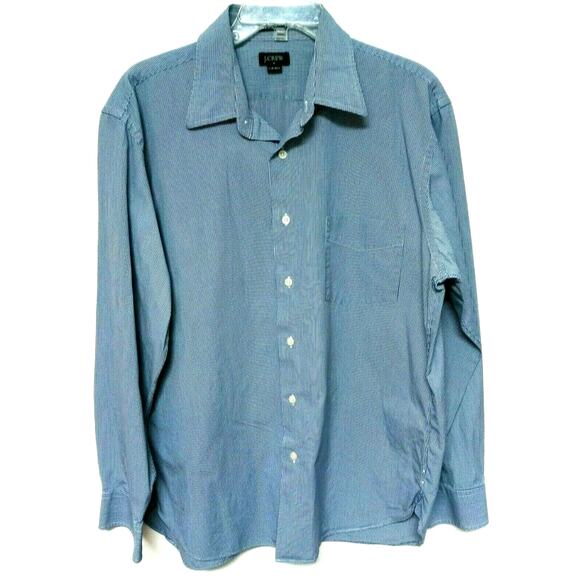 J Crew Mens Blue Checkered Button Up Shirt Large 16-16.5 Long Sleeve Cotton - Picture 2 of 9